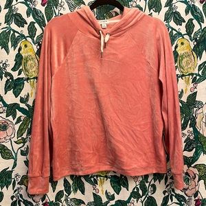 J.Crew Pink Velvet Hoodie Sweatshirt